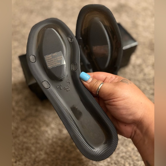 Bebe Black Rhinestone Slide Sandals - Picture 5 of 8